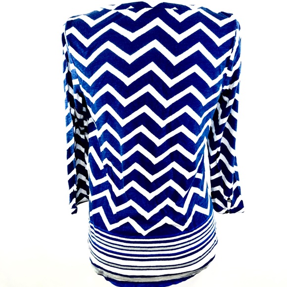 Lucky Brand Chevron Striped Henley Top Tee Size S - Picture 6 of 8